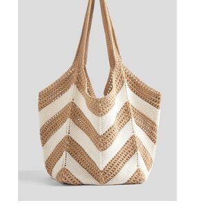 Stylish Tan and Cream Beach Bag